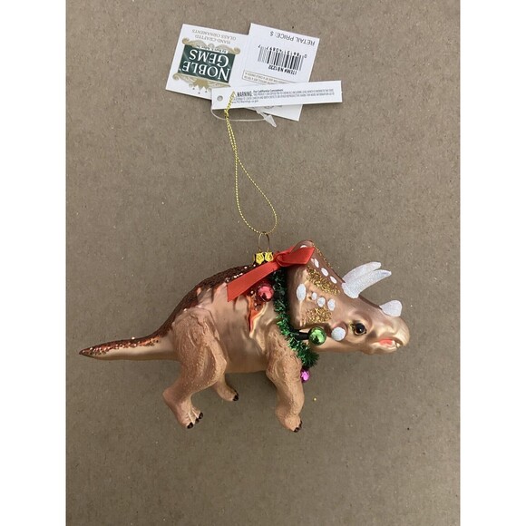 Noble Gems Triceratops Dinosaur Christmas Ornament 5.5 Inch - Picture 3 of 4